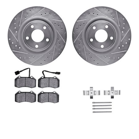 DYNAMIC FRICTION CO 7312-47062, Rotors-Drilled, Slotted-SLV w/3000 Series Ceramic Brake Pads incl. Hardware, Zinc Coat 7312-47062